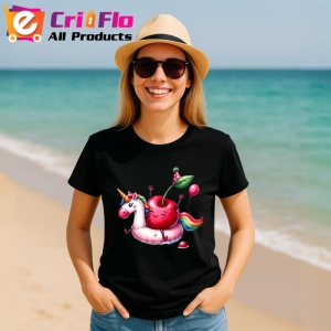 Tricou Cireasa de vara amuzanta pe poney, Fructe, Copii | Dama, culoare negru - Img 11