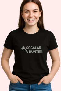 Tricou Cocalar Hunter Topor Amuzant, din bumbac 100%, tricou negru Dama | Barbat - Img 2