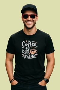 Tricou Coffee Is My Best Friend, din bumbac 100%, tricou negru, Dama | Barbat
