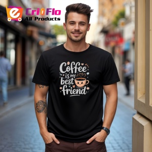 Tricou Coffee Is My Best Friend, din bumbac 100%, tricou negru, Dama | Barbat - Img 3