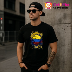 Tricou Colombia Steag Splash Art, Copii | Dama | Barbat, culoare negru - Img 7