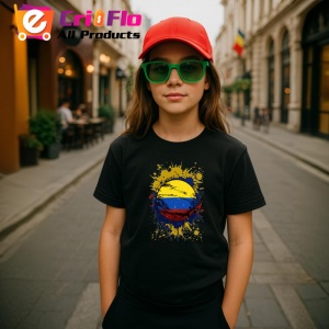 Tricou Colombia Steag Splash Art, Copii | Dama | Barbat, culoare negru - Img 8