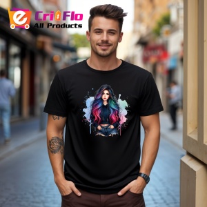 Tricou Colorful hair tattoo girl, fata cu par colorat si tatuaj, Copii | Dama | Barbat , tricou negru - Img 10