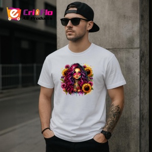 Tricou colorful hair woman sunflower frame, femeie cu par colorat si floarea soarelui, Copii | Dama | Barbat - Img 5