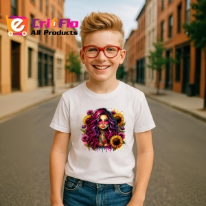Tricou colorful hair woman sunflower frame, femeie cu par colorat si floarea soarelui, Copii | Dama | Barbat - Img 8