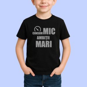 Tricou Consum Mic Ambitii Mari Indicator Amuzant, din bumbac 100%, tricou negru Copii | Dama | Barbat - Img 2
