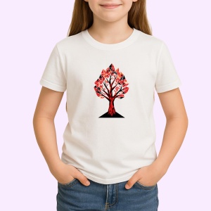Tricou Copac Rosu Ilustratie Simetrica, Copii | Dama | Barbat - Img 2
