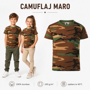 Tricou copii camuflaj Malfini 149 – 100% bumbac, unisex, fete și băieți - Img 16