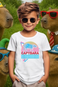 Tricou copii Capybara - Design retro - Img 3