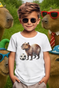 Tricou copii Capybara - fotbalist