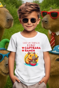 Tricou copii Capybara - Lista lucrurilor care imi place : ramen si capybara hawaii - Img 4