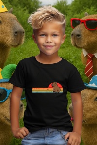 Tricou copii Capybara - Rasarit retro - Img 5
