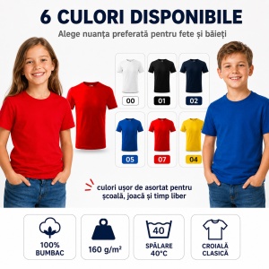 Tricou Copii Classic Malfini – 100% Bumbac, Mânecă Scurtă, Fete și Băieți, 6 Culori - Img 10