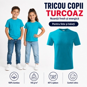 Tricou Copii Classic New Malfini – 100% Bumbac, Mânecă Scurtă, Fete și Băieți, 18 Culori - Img 24