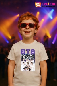 Tricou copii cu formatia BTS 1 , din bumbac 100% - Img 9