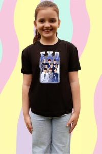 Tricou copii cu formatia EXO 9 , din bumbac 100%