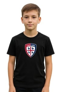 Tricou copii cu logo stema Cagliari Calcio Italia, din bumbac 100% - Img 2