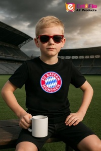 Tricou copii cu logo stema FC Bayern München Germania, din bumbac 100% - Img 4