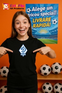 Tricou copii cu logo stema FC Dinamo Moscova Rusia, din bumbac 100% - Img 6