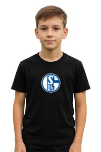 Tricou copii cu logo stema FC Schalke 04 Germania, din bumbac 100% - Img 2