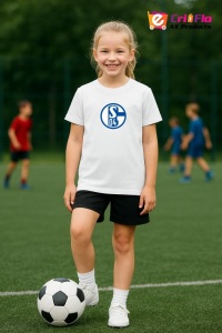 Tricou copii cu logo stema FC Schalke 04 Germania, din bumbac 100% - Img 7