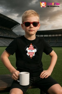 Tricou copii cu logo stema Fédération monégasque de football Monaco, din bumbac 100% - Img 4