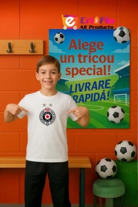 Tricou copii cu logo stema FK Partizan Serbia, din bumbac 100% - Img 9
