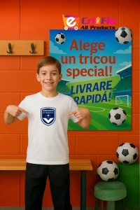 Tricou copii cu logo stema Girondins de Bordeaux Franta, din bumbac 100% - Img 9