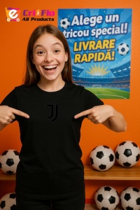 Tricou copii cu logo stema Juventus FC Italia, din bumbac 100% - Img 6