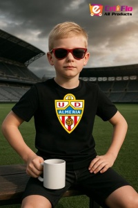 Tricou copii cu logo stema UD Almeria Spania, din bumbac 100% - Img 4