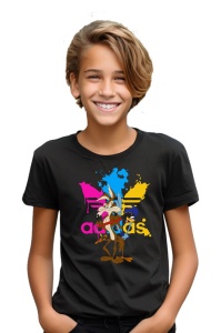 Tricou copii din bumbac 100% Coyote & Roadrunner Friends, cu imprimeu pentru copii, îmbrăcăminte confortabilă, modă copii, cadou ideal - Img 2