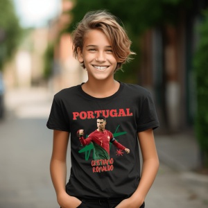 Tricou copii din bumbac 100%, personalizat cu Cristiano Ronaldo - Portugal - Cadou - Img 3
