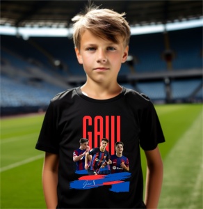 Tricou copii din bumbac 100%, personalizat cu fotbalistul Gavi - Cadou