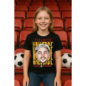 Tricou Copii din bumbac cu fotbalistul Federico Santiago Valverde Dipetta-Real Madrid - Img 3