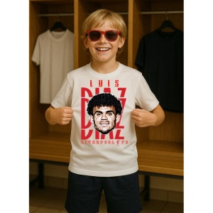 Tricou Copii din bumbac cu fotbalistul Luis Fernando Diaz Marulanda-Liverpool FC - Img 3