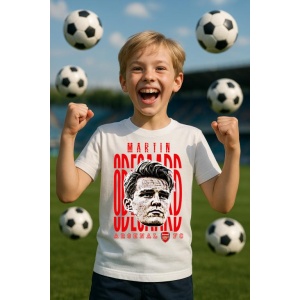 Tricou Copii din bumbac cu fotbalistul Martin Odegaard-Arsenal FC - Img 6