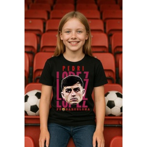 Tricou Copii din bumbac cu fotbalistul Pedro Gonzalez Lopez-FC Barcelona - Img 4