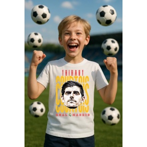 Tricou Copii din bumbac cu fotbalistul Thibaut Courtois-Real Madrid - Img 7