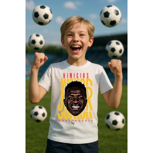 Tricou Copii din bumbac cu fotbalistul Vinicius Jose Paixao de Oliveira Junior-Real Madrid - Img 6