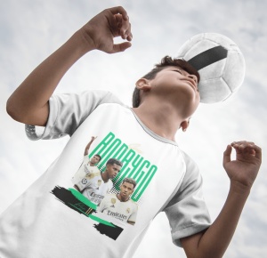 Tricou copii din bumbac personalizat cu jucatorul de fotbal Rodrygo - Cadou - Img 3