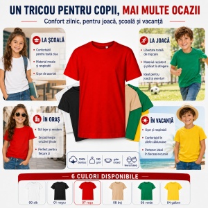Tricou Copii Edge Malfini – 100% Bumbac, Confortabil, Fete și Băieți, 6 Culori - Img 6