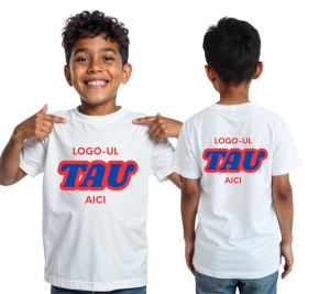 Tricou copii personalizat cu logo-ul companiei - Fata + Spate