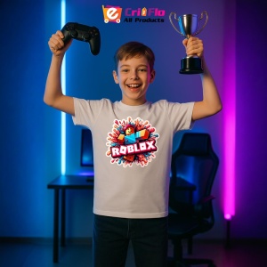 Tricou Copii Roblox Baiatul Masina din bumbac 100% - Img 9