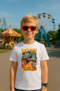 Tricou Copii Tralalelo Tra la la Bombadiro Crocodilo Meme Crocodilo Fire - Italian Brainrot T-Shirt - Img 3