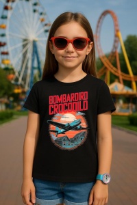 Tricou Copii Tralalelo Tra la la Bombardiro Bombardino Crocodilo Funny Italian Brainrot Meme T-Shirt (1)