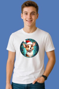 Tricou Corgi Mos Craciun, din bumbac 100% Copii | Dama | Barbat - Img 3