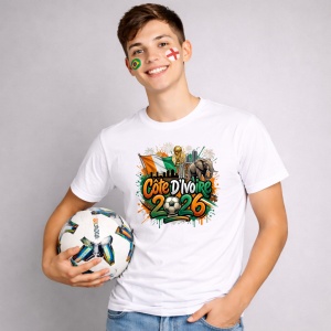 Tricou Cote D Ivoire World Cup 2026 Fifa, din bumbac 100%, tricou alb, Copii | Dama | Barbat - Img 3