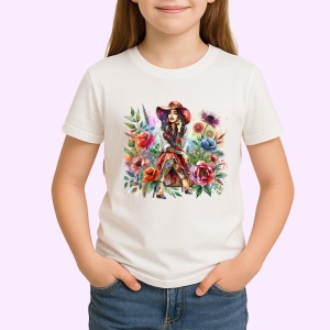 Tricou country dress floral tattooed woman, femeie cu rochie country si tatuaje florale, Copii | Dama | Barbat - Img 3