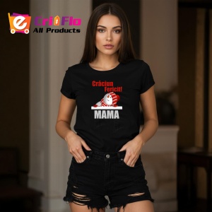 Tricou Craciun Fericit Mama Model Simplu, din bumbac 100%, tricou negru, Dama | Barbat