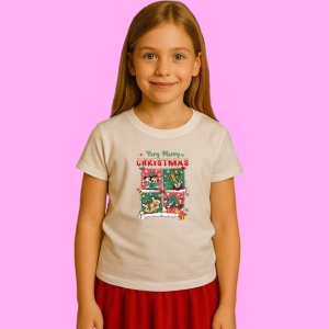 Tricou Craciun Vesel Personaje Disney, din bumbac 100%, tricou alb, Copii | Dama | Barbat - Img 2